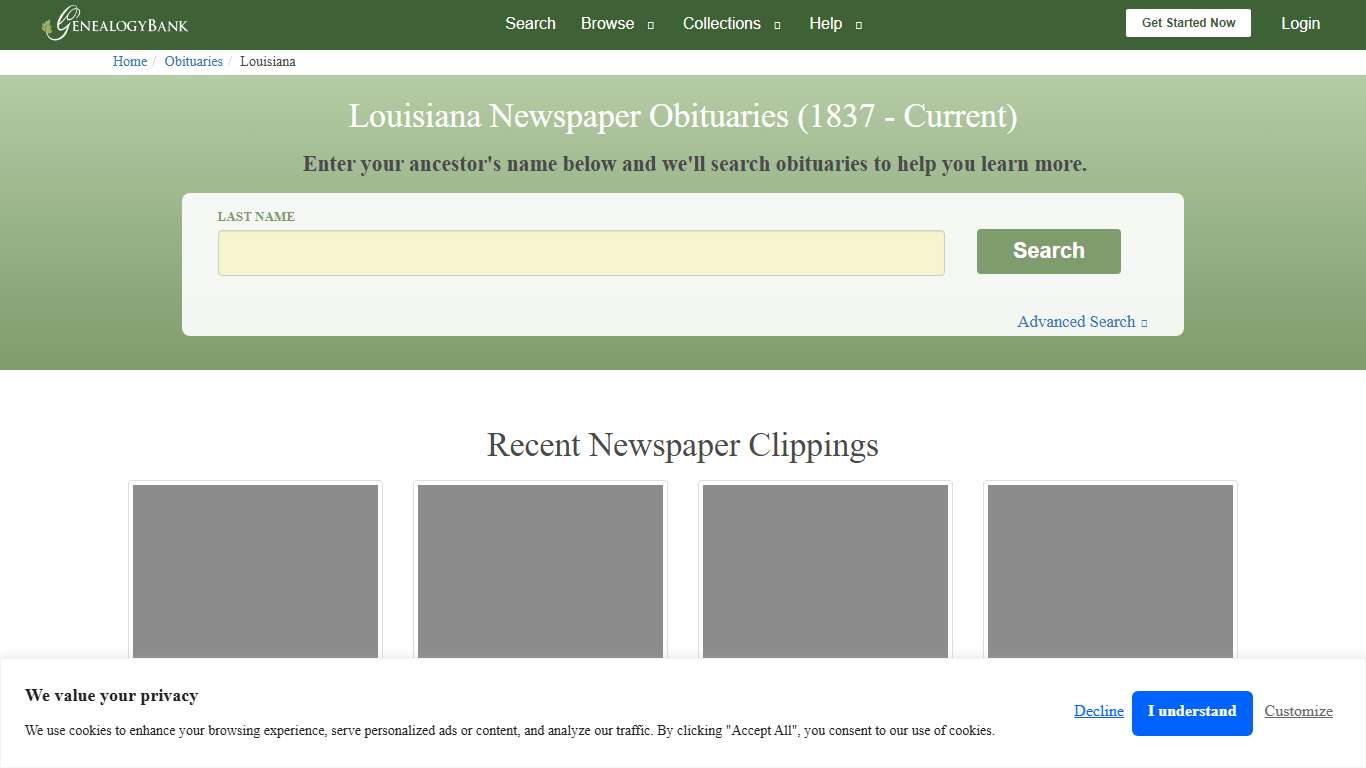 Louisiana Obituary Archive Search | GenealogyBank